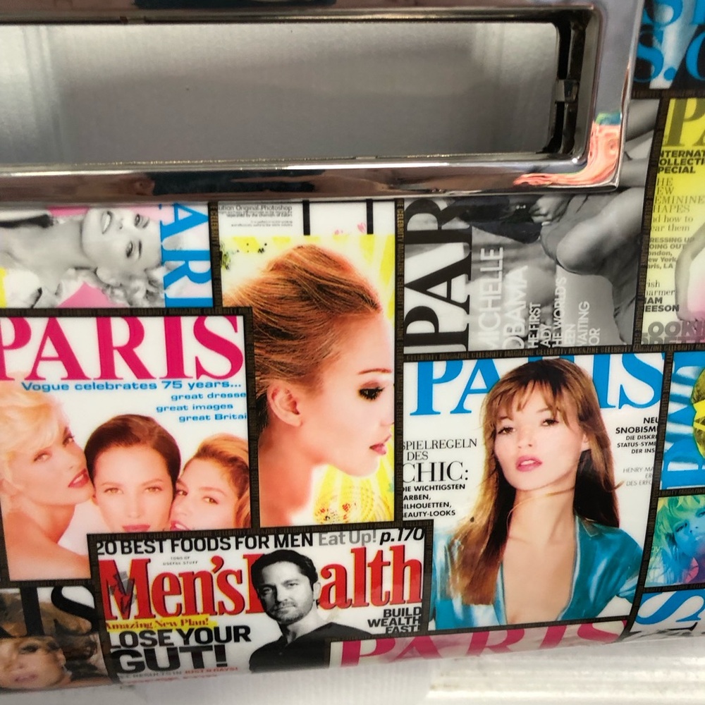 Fashion Magazine Cover Collage Chain Clutch - Multicolor - Picture 7 of 16